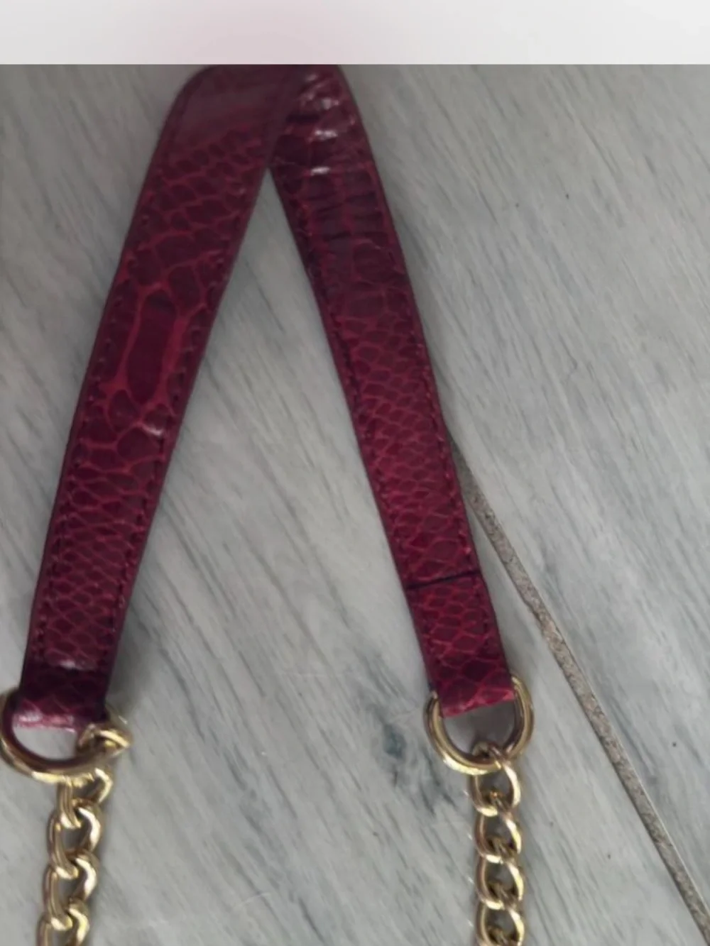 Cache Red Textured Drawstring Mini Bag with Gold Chain - Picture 2 of 8